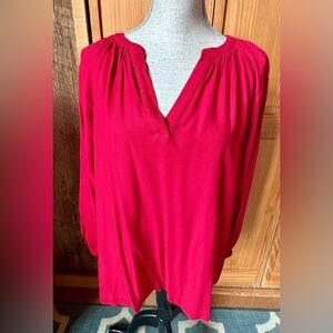 Lucky Brand Red Women's Tunic 3/4 Sleeve Top size XL
